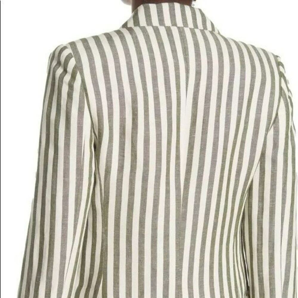 L'agence Striped Blazer Linen Blend Size 2 Luxury Designer - Picture 2 of 11